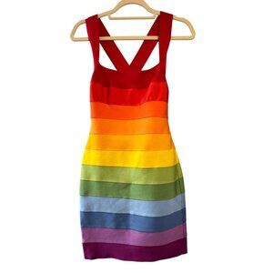 HERVE LEGER Rainbow Pride Bandage Dress Womens M NWT Bodycon Limited Edition NEW